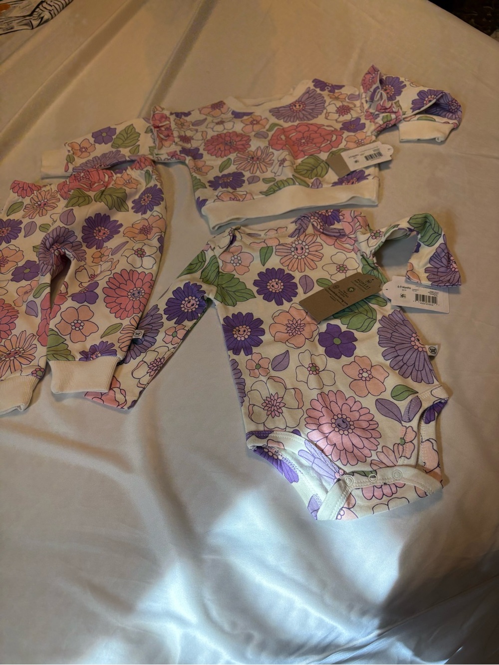 Floral Print Kids play fleece Set - Purple & Pink